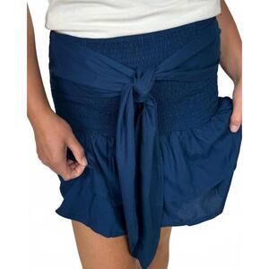 NEW SKEMO tie short skirt in navy
